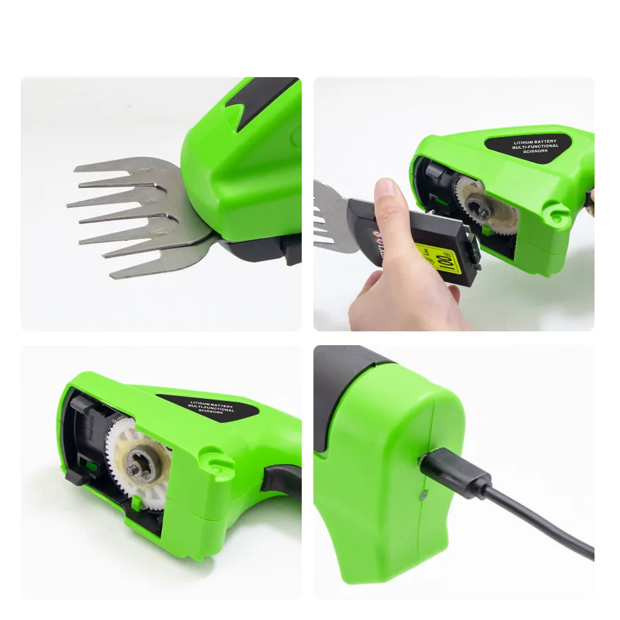 HILDA Electric Grass Trimmer 2in1 Battery Rechargeable Shear Hedger Pruning Scissors Garden Tool