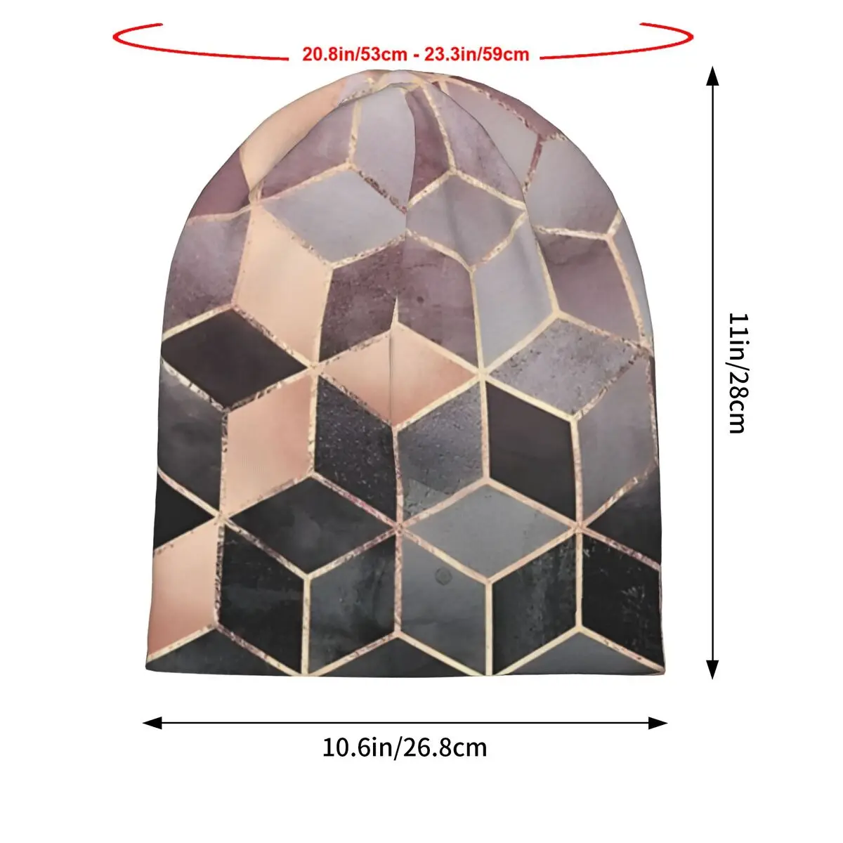 Pink And Grey Gradient Cubes Unisex Bonnet Thin Outdoor Double Layer Hats For Men Women image 2