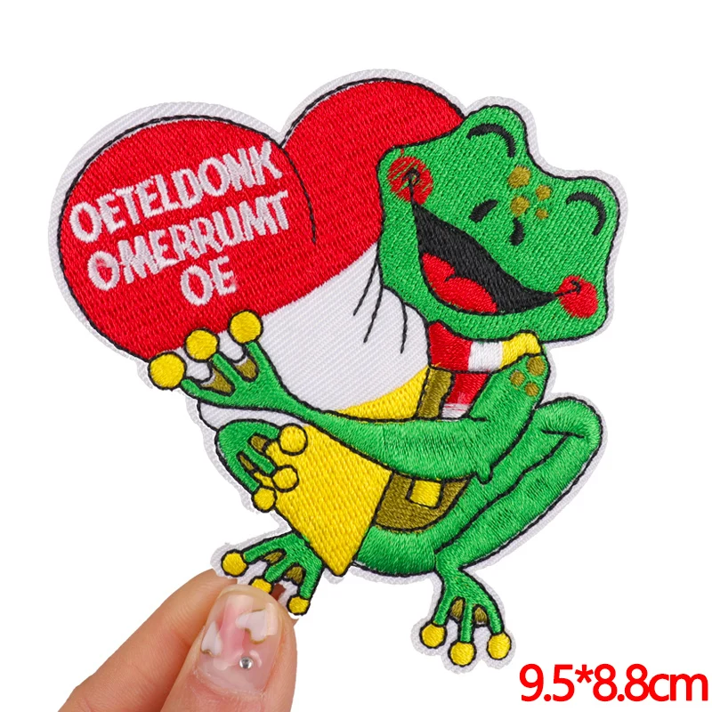 Oeteldonk embleem geborduurde patches DIY kikker patch carnaval voor Nederland patch ijzer op patches voor kleding naai patch badges