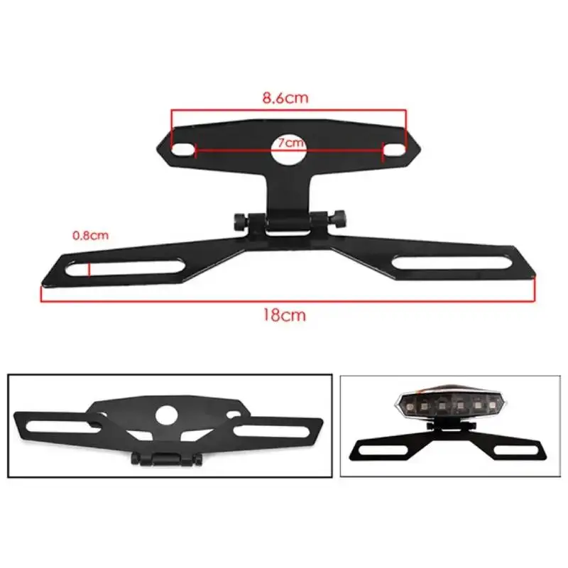 2026 NEW Motorcycle CNC Aluminum Alloy License Plate Bracket Taillight Fixed Folding Number Plate Frame Holder Light Mount view 2