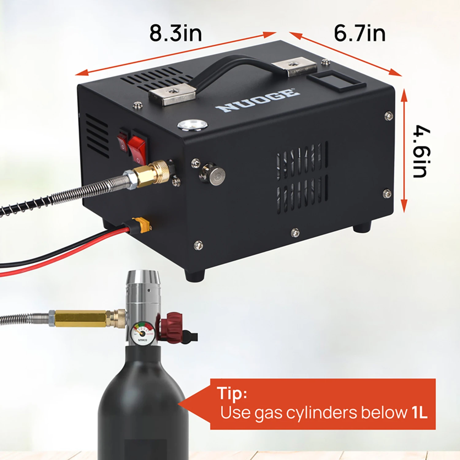 Imagem -02 - Nuoge-bomba Portátil do Compressor do ar do Pcp Bomba de ar Óleo e Água-livre Alta Pressão Garrafa do Mergulho Rifle de ar 12v dc 110v 220v 4500psi 30mbar