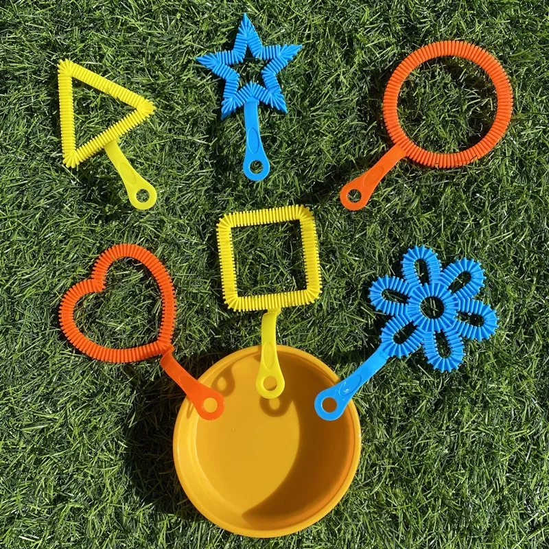 Children's Outdoor Bubble Blowing Toys Props 7Pcs/Set Multi-Shape Triangle Square Stars Round Love Flowers Bubble Blowing Tools