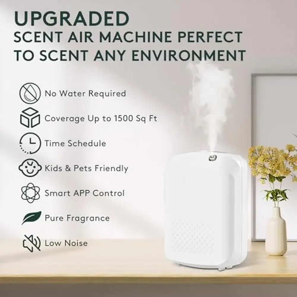 Smart Cold Air Diffuser Bluetooth Tech 1500 Sq. Ft Coverage Hotel Collection Large Capacity Aroma Atomizer Quiet Home Spa Office