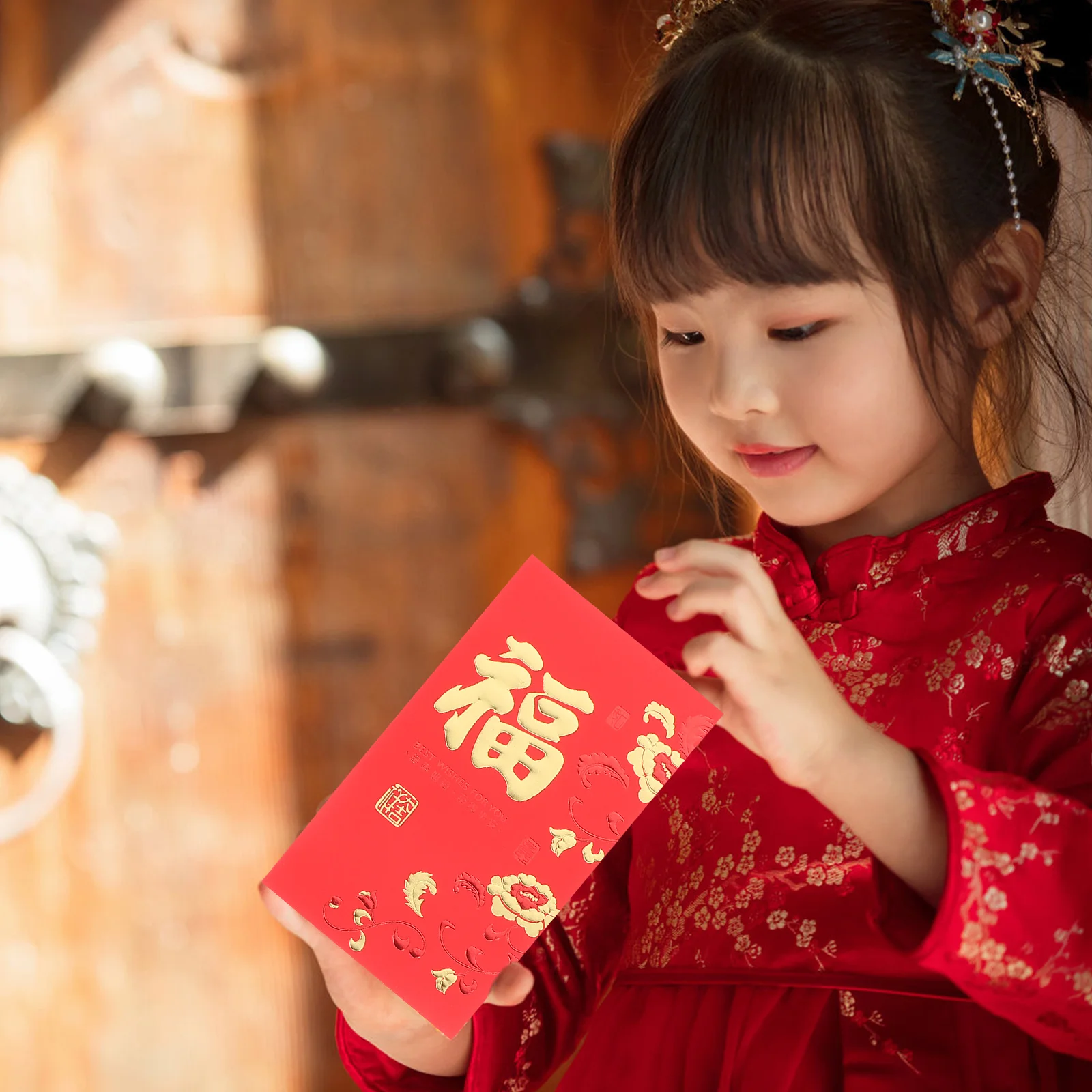 

6pcs Chinese New Year Red Envelopes Fu Character Lunar Year Festival Wedding Vintage Paper Money Pockets 2024 Red Envelope Lucky