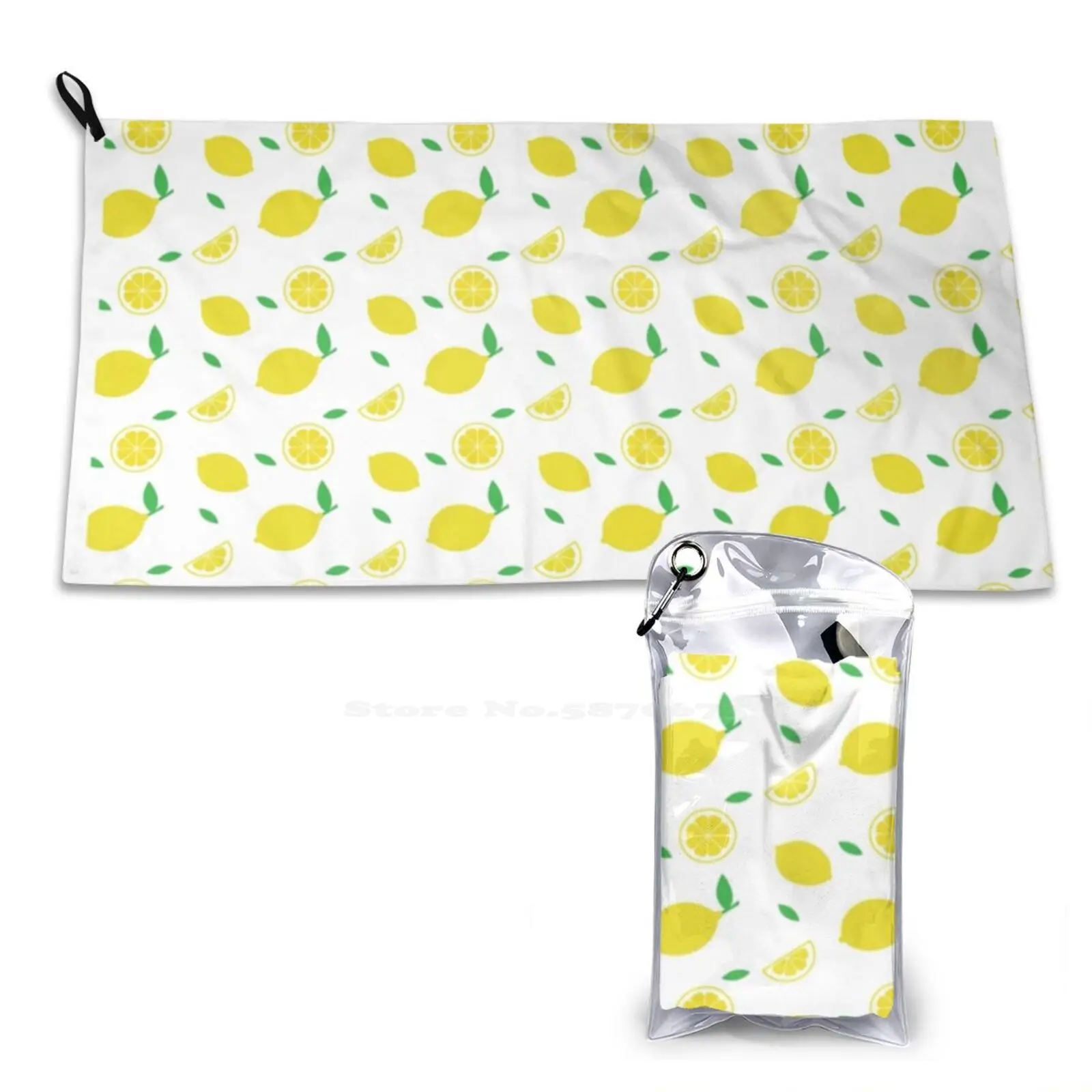 Squeezy Lemon Soft Bath Towel Washcloth Outdoor Lemons Lemon Slices Citrus Oranges Yellow Sweet Summer Cute Pattern White