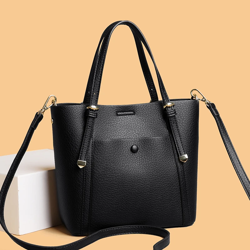 

Fashion Small Bucket Bags For Women Luxury Designer PU Leather Brand Crossbody Bag New Pattern Ladies Casual Solid Color Handbag