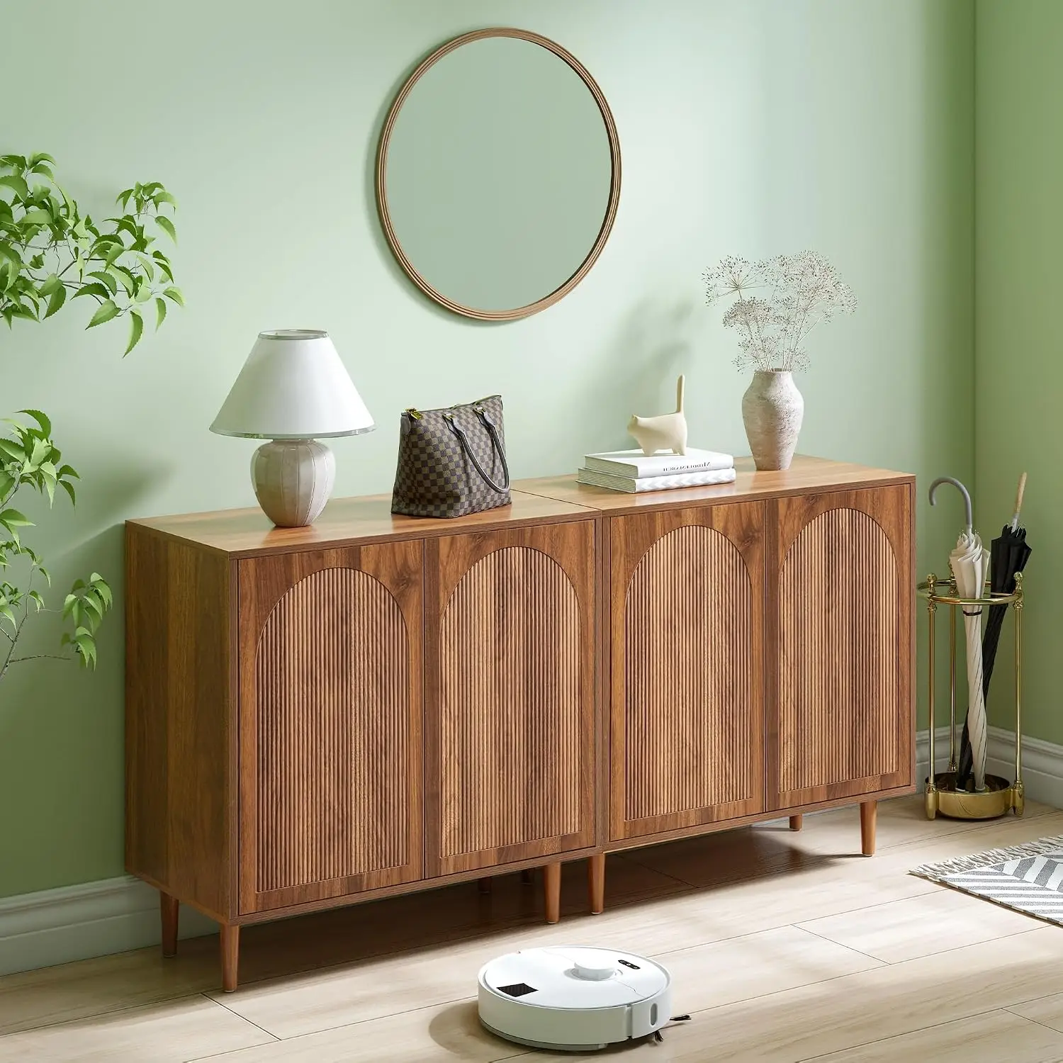 Walnut Sideboard Buffet with Storage Set of 2, Customized