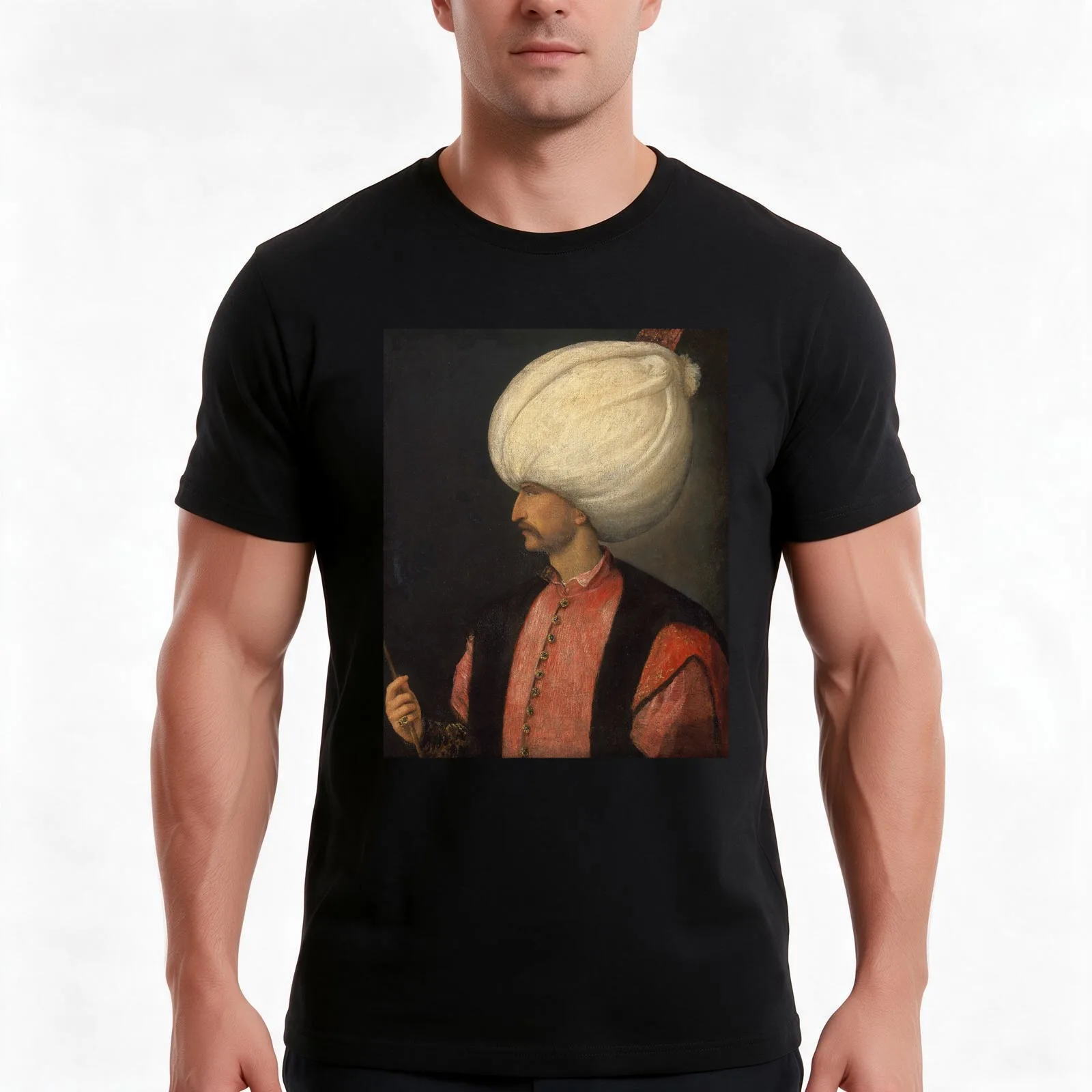 Ottoman Painting: Portrait of the Sultan Suleiman the Magnificent T-Shirt Summer Casual Cotton Tee Oversized Streetwear Tops