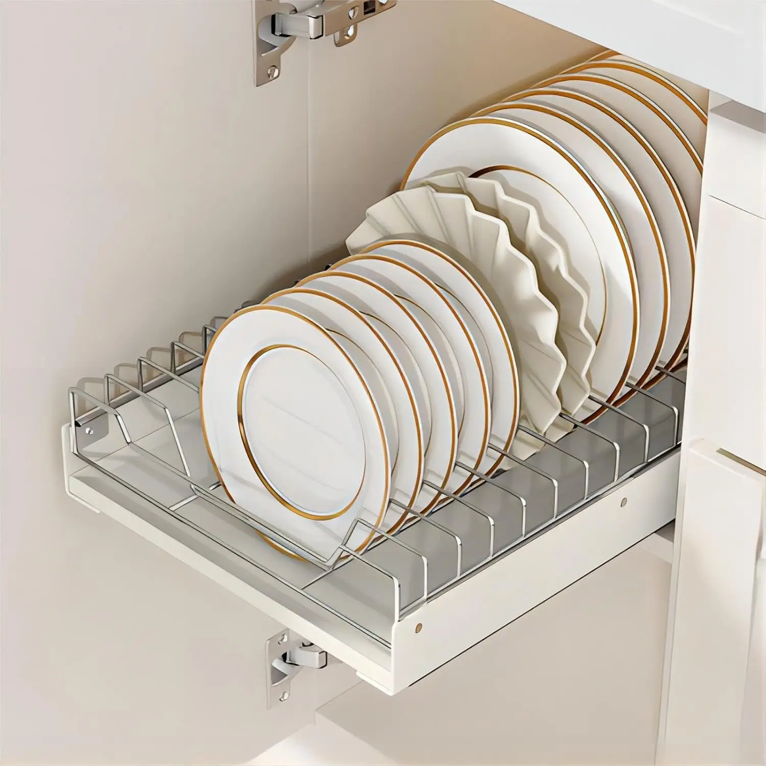 

Pull Out Cabinet Organizer Fixed with Adhesive Nano Film, Slide Out Dish Drying Rack for Kitchen Cabinets, Pull Out Drawer for K