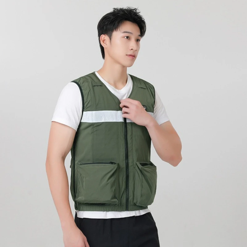Water Circulation Cooling Work Shirt With Reflective Strip Multi-Pocket Duty Uniform Outdoor Heat Relief Air Conditioned Clothes