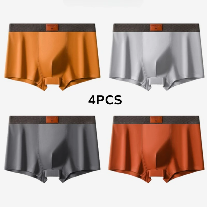 

4Pcs Men's Underwear Cotton Mixed Color Set Comfortable and Soft Men's Sports Shorts Boxer Shorts Elastic Waistband Aisa Size