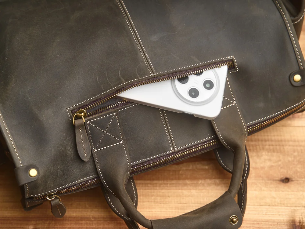 Nupugoo Vintage Echt leder Herren Aktentasche Umhängetasche verrückte Pferd Leder Handtasche mit 16-Zoll-Laptop – Detail 26