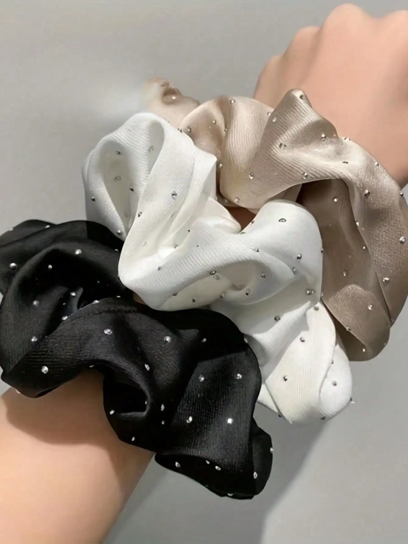 

1/3 Pcs Fashion Crystal Dot Scrunchies Hair Ring For Women Girls Party Ponytail Holder Hair Accessolories