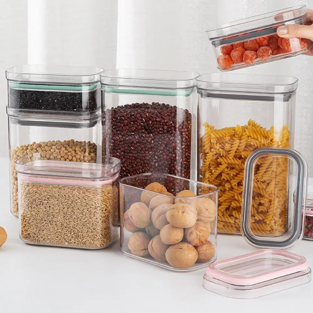 425/1000/1500/2000ml Grains Container Food Grade Good Sealing Performance Square Dry Food Storage Container for Kitchen