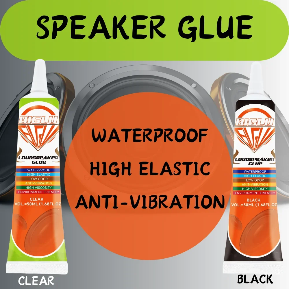 15/50ML BIGLU Loud Speaker Repair Glue Black / Clear  Foam Side Dust Cap Rubber Edge Cone Basin Strong Adhesive