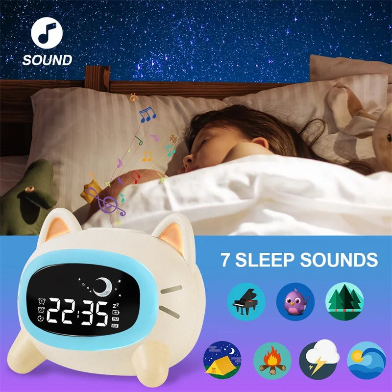 Alarm Clock for Kids Ok to Wake Children with Sleep Training and Sound Machine Birthday Gift for Boys Girls Toddlers, Room Decor