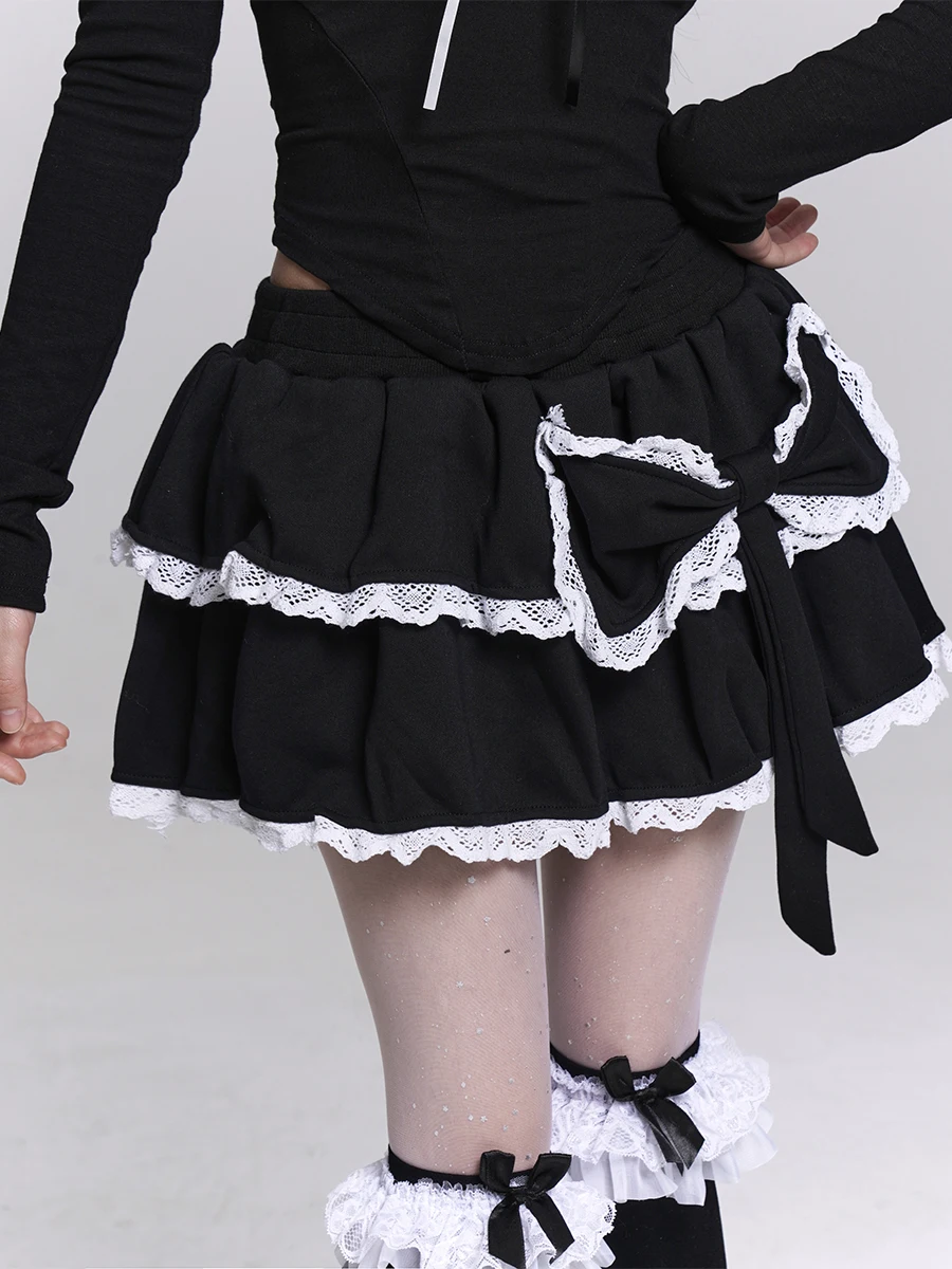 

Ghosts Girl Bla Puffy f Skirt Cake Skirt ort Sweet Girl Beautiful Small Skirt Princ Sle Low Waist Cotton Blend
