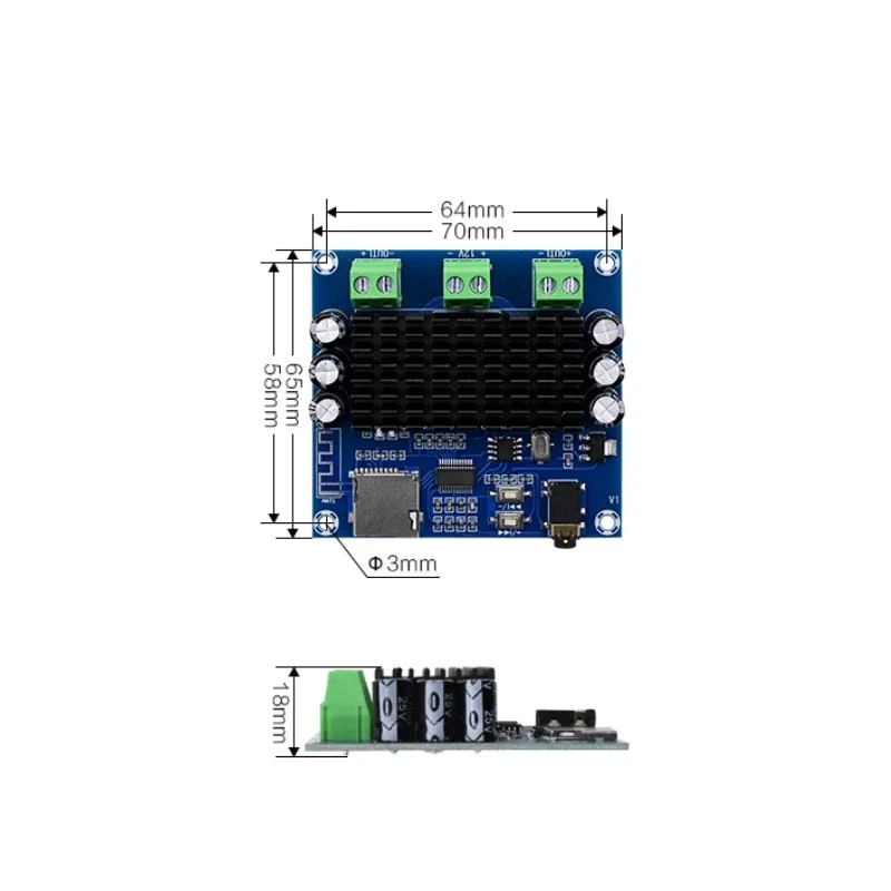 XH-A272 TDA7297 Bluetooth 5.0 digital Power amplifier board 15W *2 Wireless Stereo Audio AMP Module Support TF Card AUX