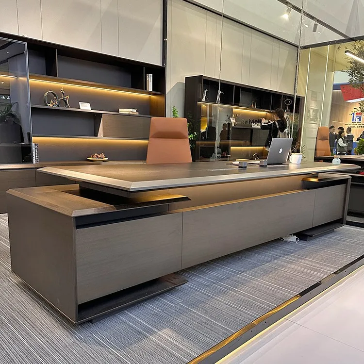 

Высококлассный роскошный офисный стол, простой и современный офисный стол менеджера с подсветкой.