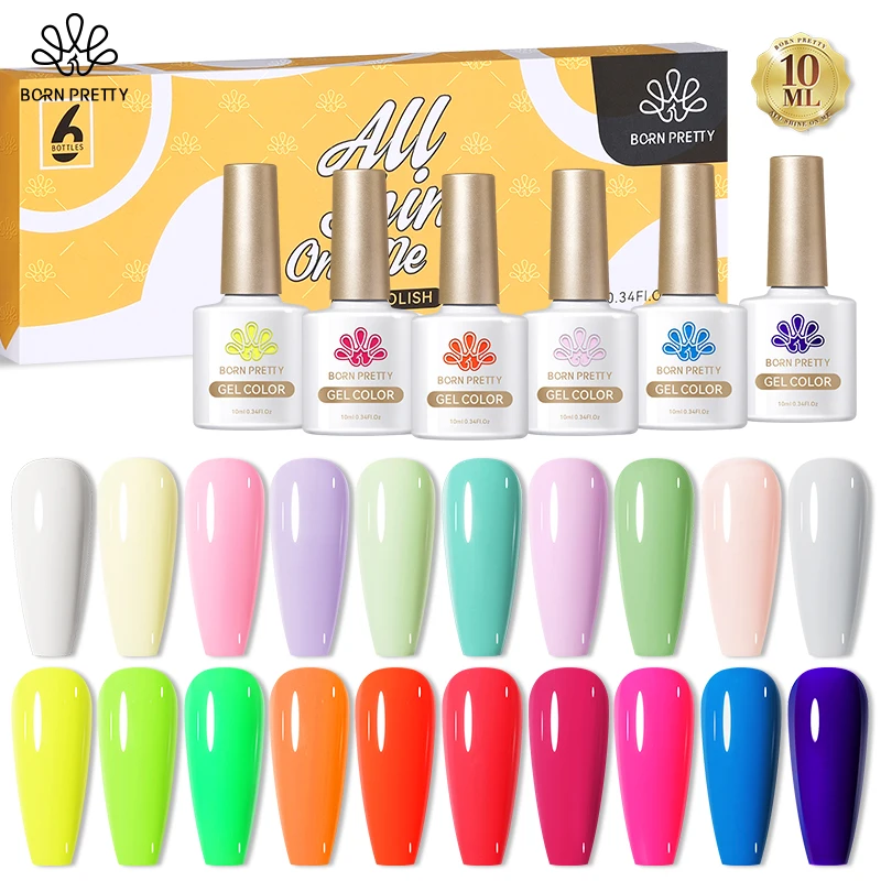 BORN PRETTY 3/6PCS Gel Nail Polish Set Macaroon Color Gel Semi Permanent UV Led Varnish Nail Art Design Soak Off Nail Gel Set