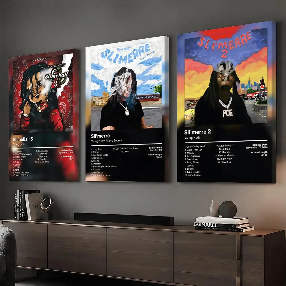 Y-Young Nudy Rapper Album Painting Calligraphy HD Modern Style Inner Frame Canvas Poster Bedroom Room Hallway Wall Art Decor