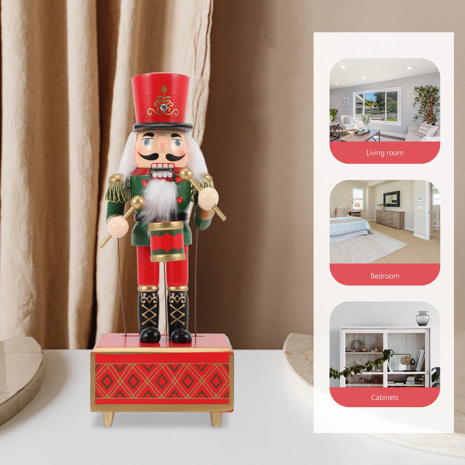 

Wood Nutcracker Adorn Music Party Boxes Cute Musical Adornment Ornaments Snow Globe