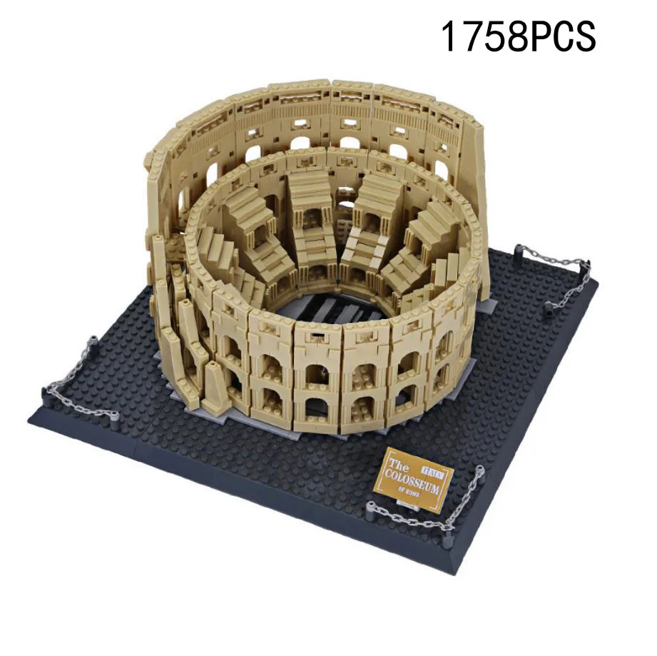 Architecture de reliques historiques de renommée mondiale créative italie Rome colisée bloc ampèremètre Flavium Arenas jouet de construction en brique