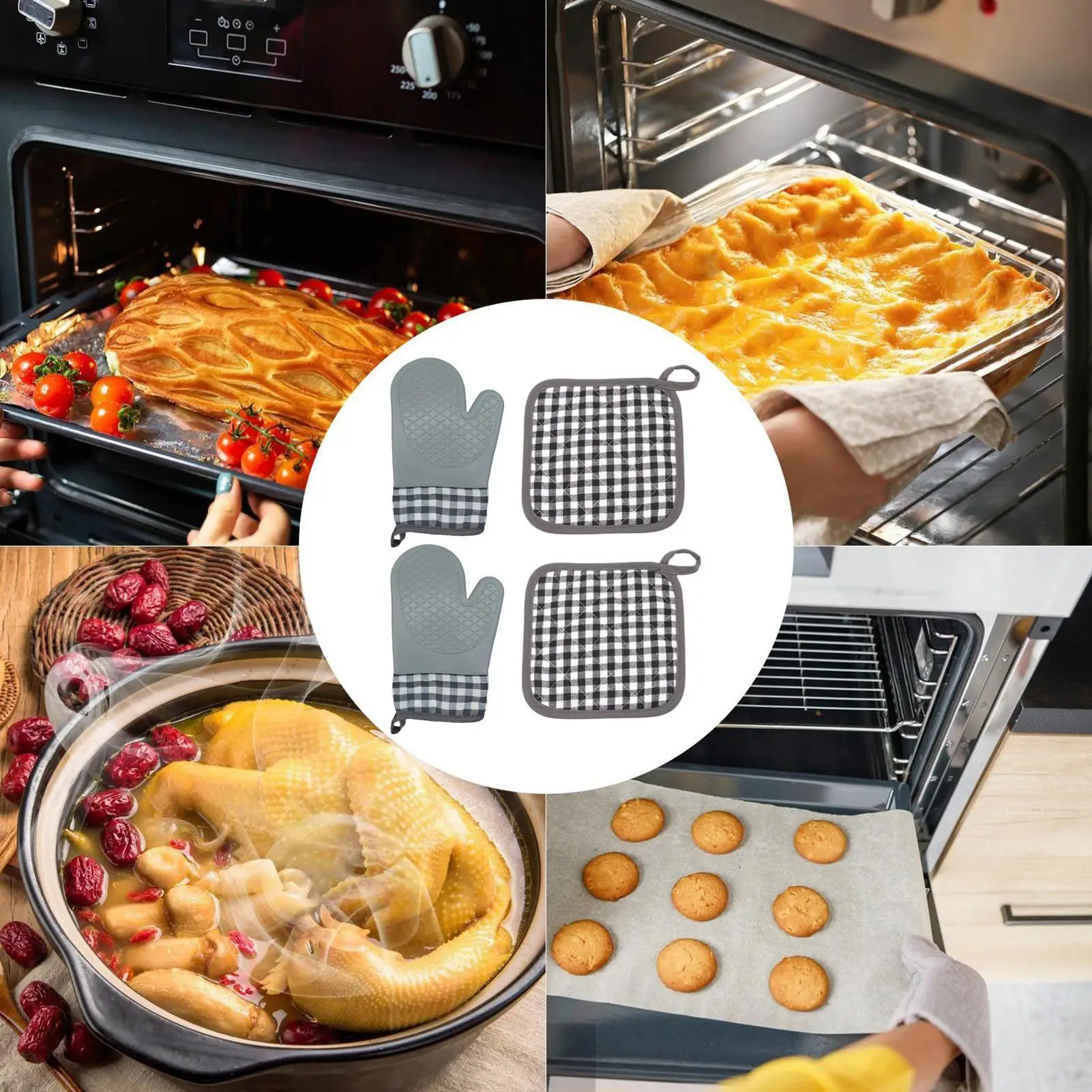 

Oven Mitt Baking Gloves Hand Protection Baking Gloves For Grilling Cooking Serving Hot Pot Microwave Airfryer Home Outdoor