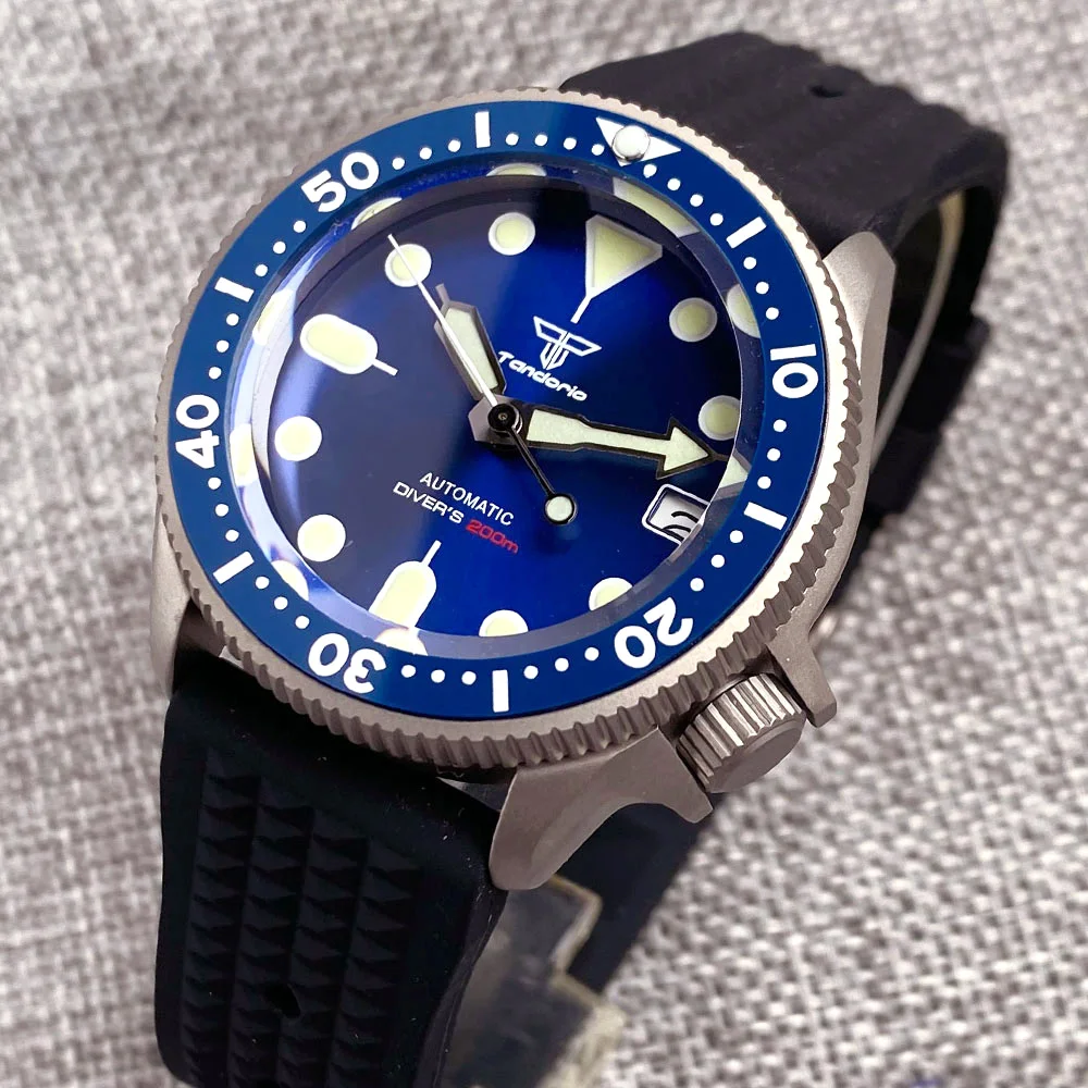 Tandorio-Reloj de pulsera de titanio SKX013 para hombre, pulsera mecánica resistente al agua, 37mm, NH36, Movt, 120 clics, bisel 3,8, corona 200m