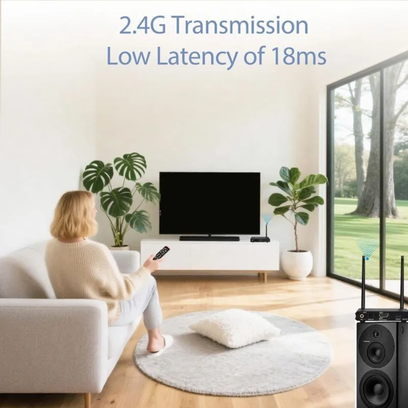 DT23 2.4GHz Wireless Audio Transmitter Receiver for ARC Optical AUX for TV Soundbar 164ft 18ms Low Latency