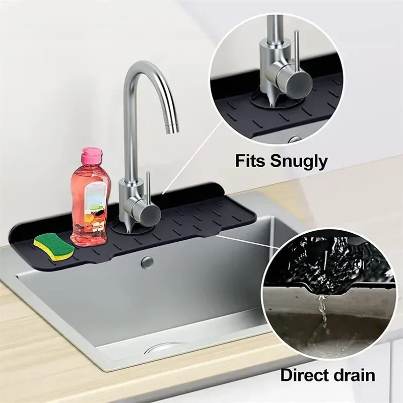 Silicone Sink Mat Kitchen Accessories Sink Drainer Silicone Strainer Silica Gel Splashproof Water Filter Pad Bathroom Utensils