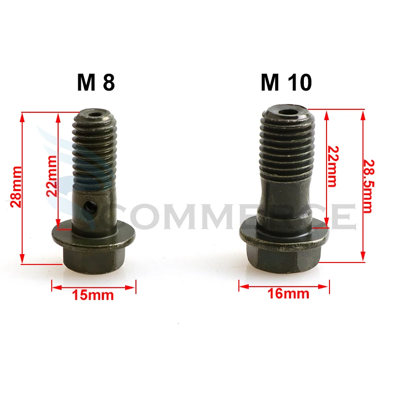 M8/M10x1.25 Brake Master Cylinder Oil Hose Screw Banjo Bolt Motorcycle Universal Tube Tubing Screws Bolts For Connector End