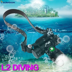 LED Diving Headlight Bright L2 Underwater Light Professional Waterproof Underwater Photo Fill Light 220M lanterna a luce bianca