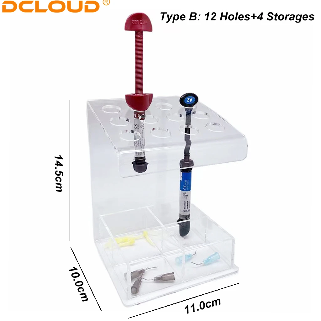 Dental Composite Resin Holder Siringa Acrilico Organizer Case Frame Transparent Dentistry Clinic Supplie Storage Box Dentist Tool