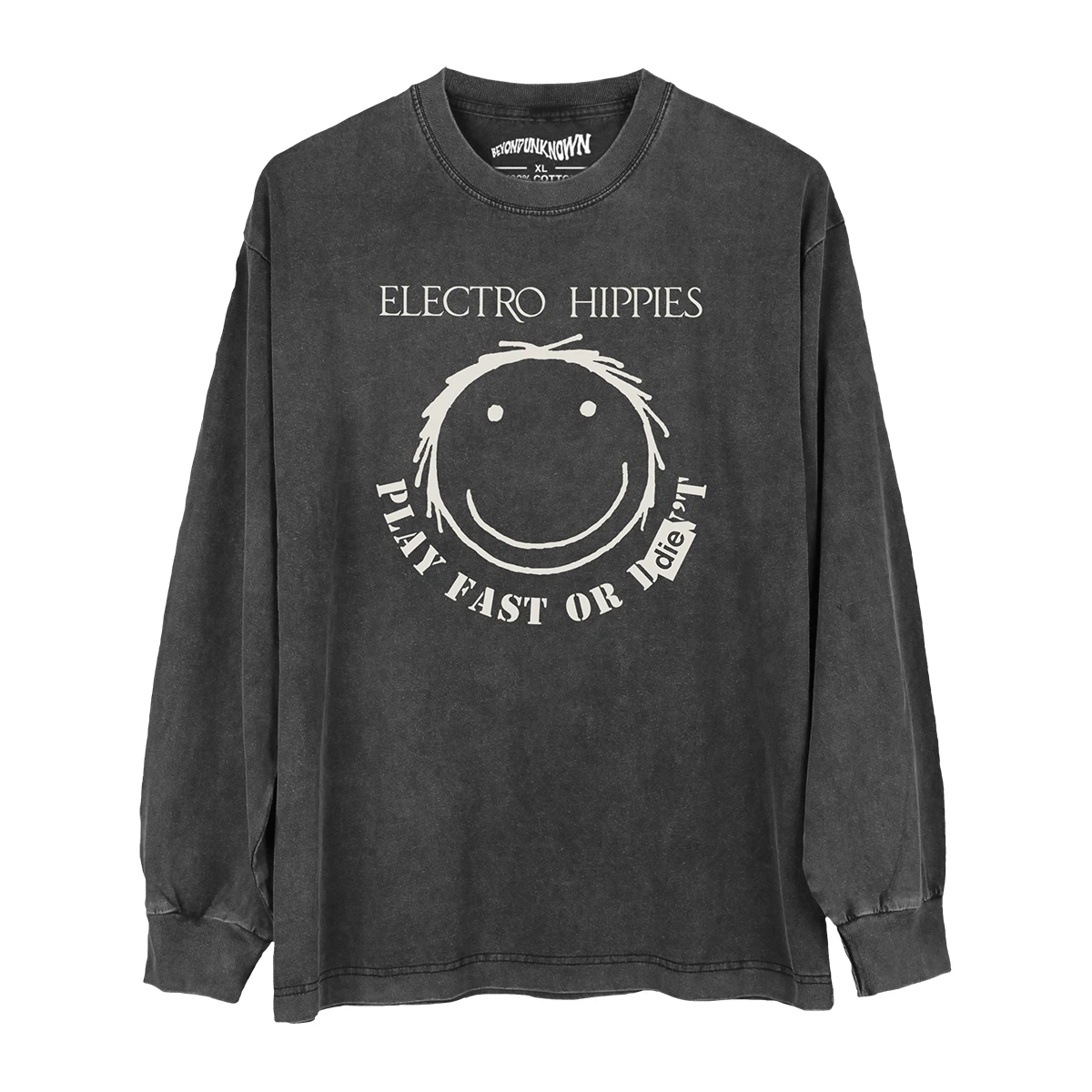 Electro Hippies Punk T-Shirt Men Washed Black Gray