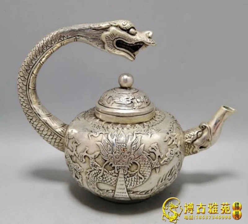 

Antique Bronze Ware Pure Copper Pot Imitation Ancient Dragon Handle Water Pot Tea Pot Wine Pot Home Decoration Craft Supplies