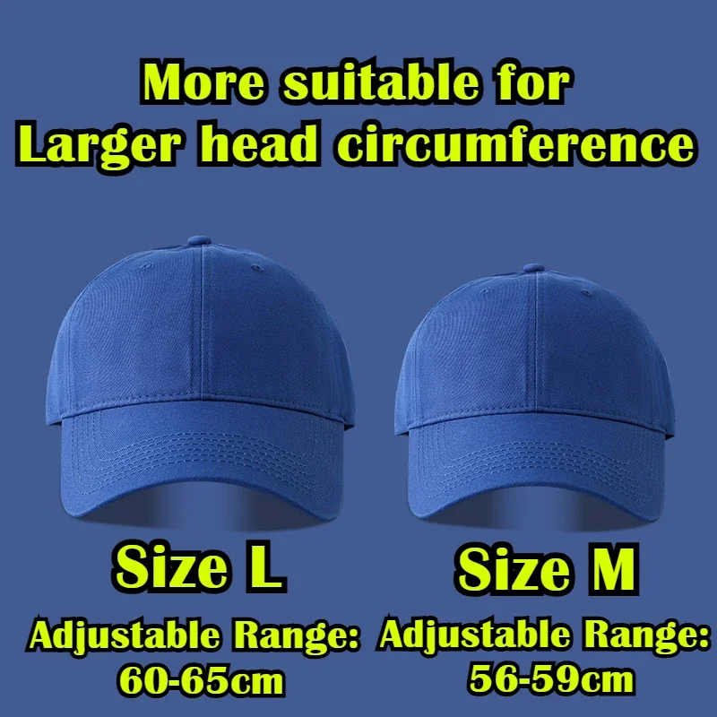 XXL Big Size Baseball Caps Solid Big Head Brushed Soft Cotton Extra Large Size Low Profile Golf Hats Women's OverSize Cap Men
