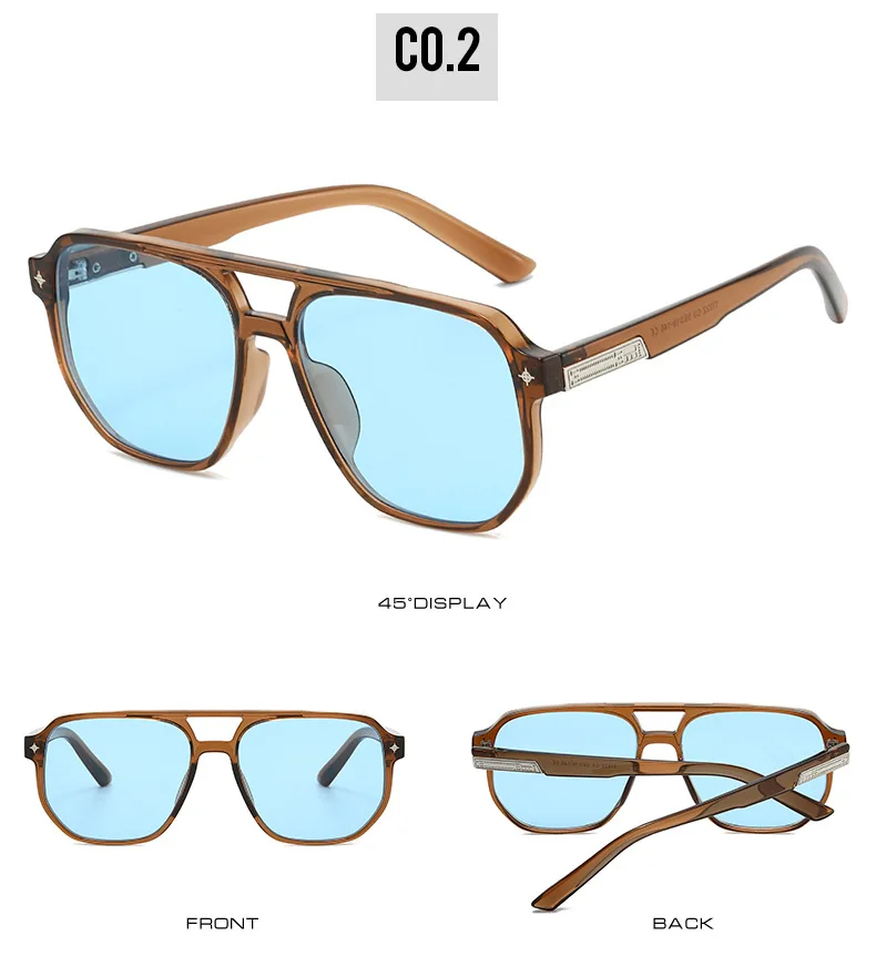 2026 Piloten-Sonnenbrille für Herren und Damen, Unisex, getönte Gläser, Doppelsteg, modische Sonnenbrille mit Metallverzierung, Y2K-Stil – Detail 8
