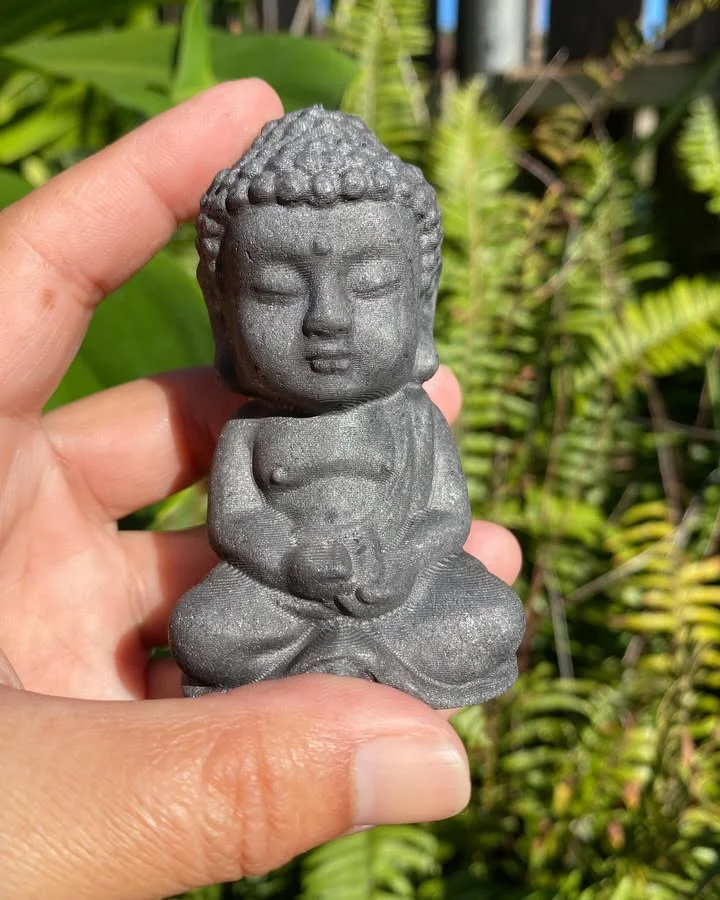 1pc Black Shungite Statue,Buddha Figurine Crystal Carving,Perfect for Desk Decor,Gifts Home Decor,with Intricate Detailing view 2