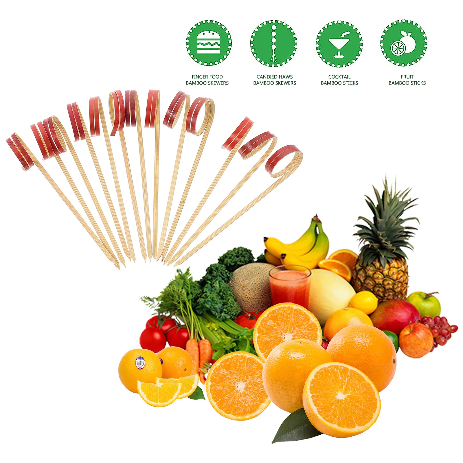 100Pcs Eco Friendly Bamboo Fruit Picks Disposable Food Sticks Cocktail Picks Drink Decorations for Wedding Engagement