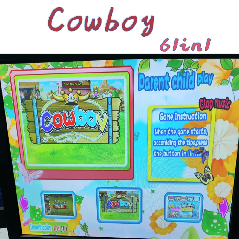 

61 In 1 West Cowboy Arcade Game Machine Family Arcade Game PCB Coin Operation VGA Output One Touch for Kids