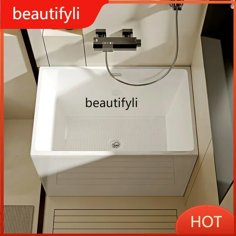 yj58 Household Integrated Bathtub Small Apartment Japanese Square Deep Bubble 1.2 M Independent Acrylic Small