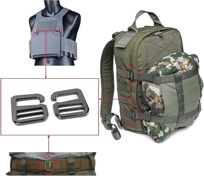 

2/5/10Pcs 20/26/32/38/50mm G-shaped Hook Buckle Bag Strap Side Carabiner Clip Adjust Metal Buckles Webbing Belt Tri-Glide Slider