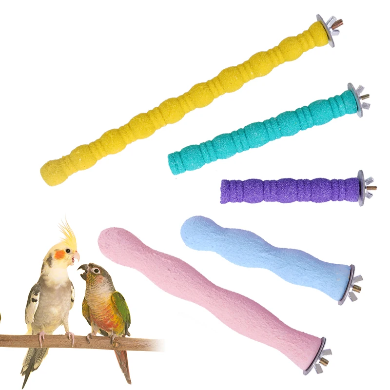 Parrot Paw Grinding Wooden Stick Sprayed with Colored Sands Bird Parakeet Parrot Toy Grinder Grinding Rod Gripper pet Supplies