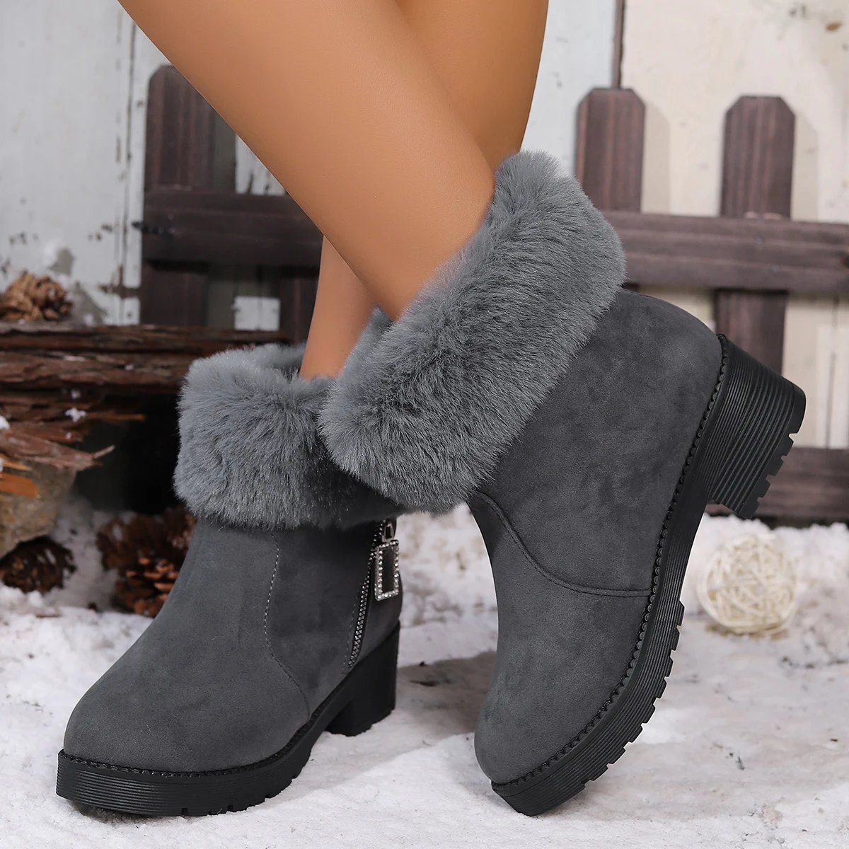 Women Ankle Boots Outdoor Designer Shoes Trend Winter Keep Warm Snow Boots Women Fur Comfort Platform Cotton Shoes for Women
