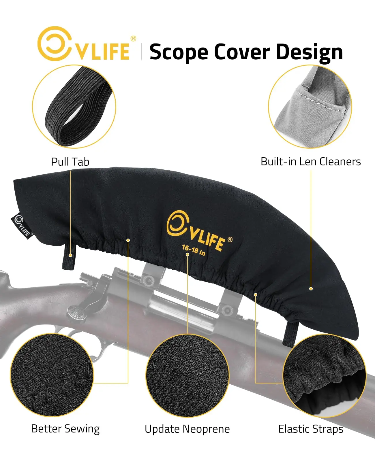 CVLIFE Scope Cover Waterproof Neoprene Fit Rifle Outdoor Hunting Optics for All-Weather Protection and Easy Access