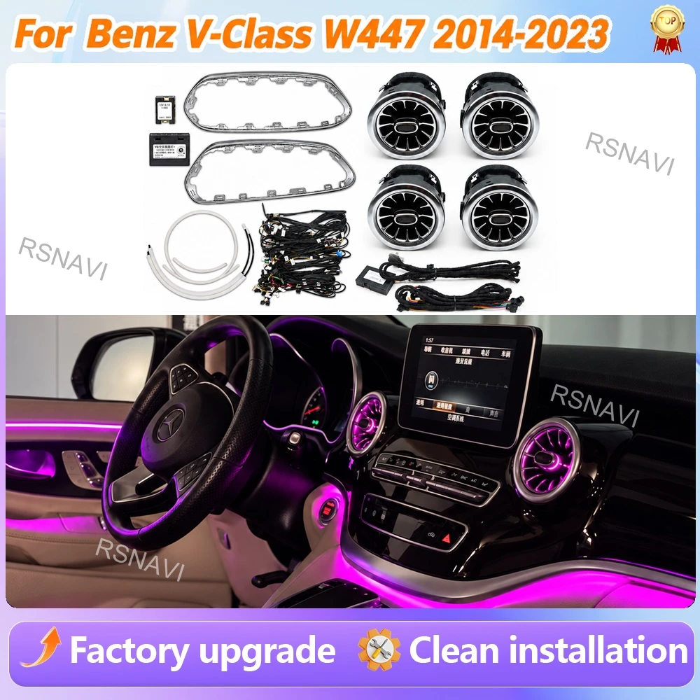 For Mercedes-Benz V-Class W447 2014-2023 Interior Trim Upgrade Active Ambient Lighting Retrofit Kit with Light Guides and Wiring