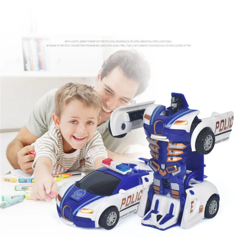 Giocattolo modello di auto robot trasformabile automatico con una chiave per ragazzi Bambini Action figure divertenti in plastica Veicoli di deformazione Auto Kid