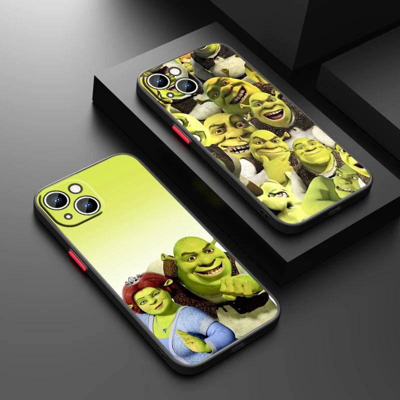 Cartoon Moive Shrek Coon For iPhone 15 Ultra 14 13 12 11 Mini XS XR X 8 7 Pro Max Plus Frosted Translucent Phone Case