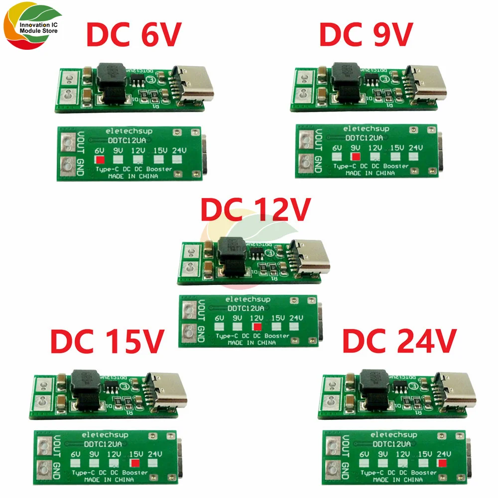 9W mini Type-C USB DC 5V to 6V 9V 12V 15V 24V DC DC Boost Step-up Converter PWM PFM Voltage Regulator Module